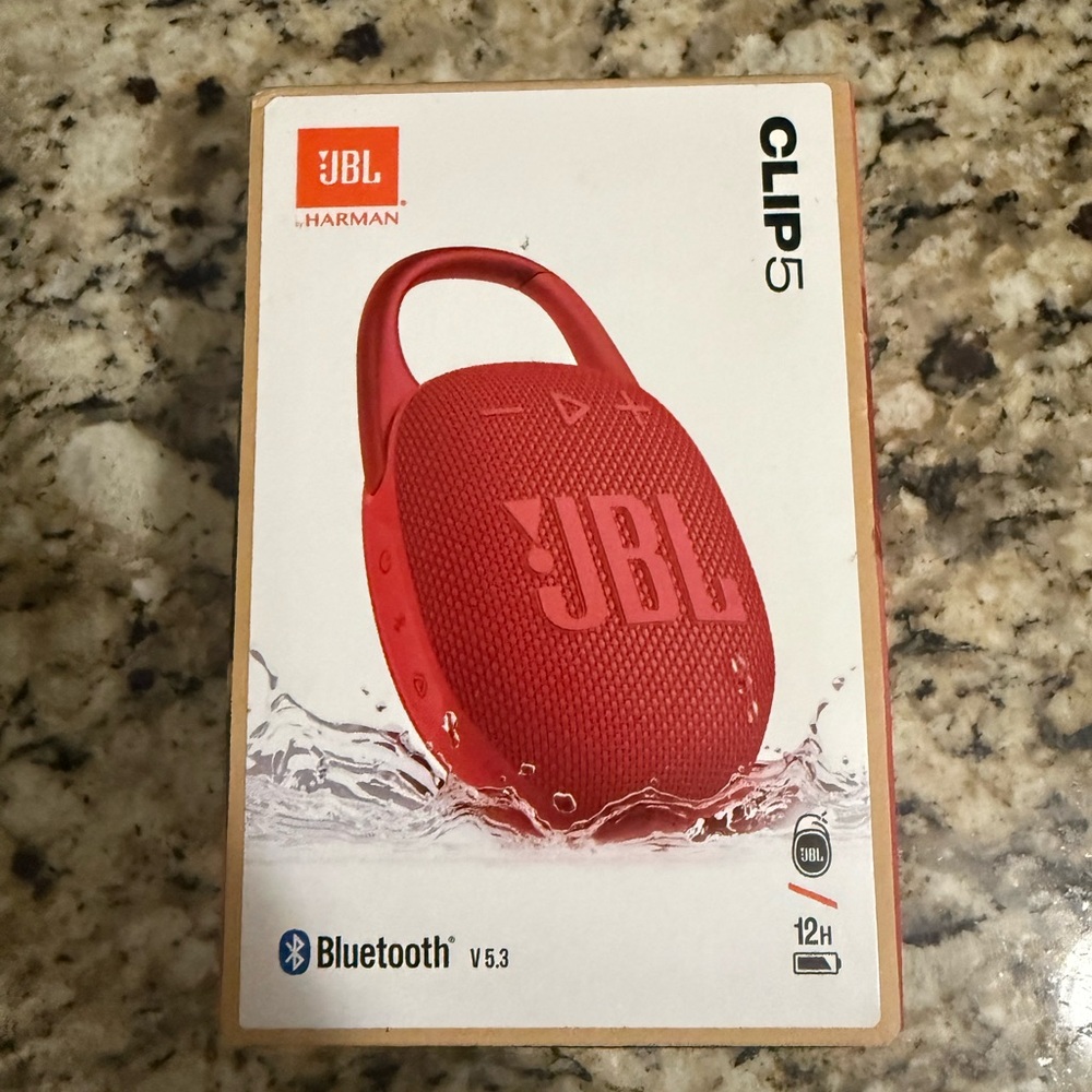 JBL Clip 5 Portable Speaker in Bold Red